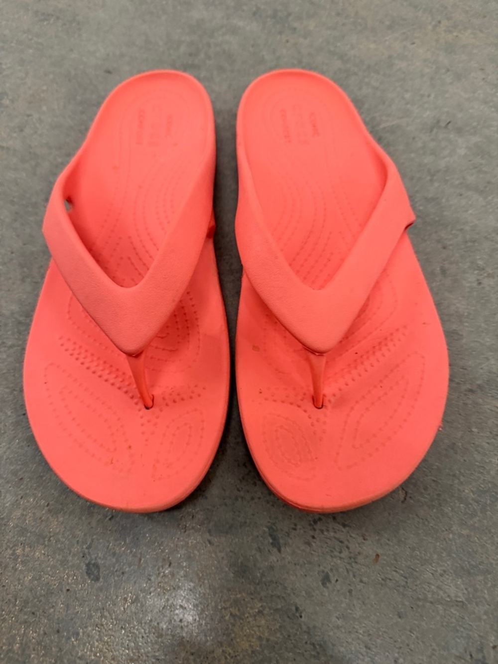 CROCS Coral Orange Foam Flip Flops
